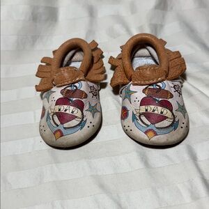 Freshly Picked Tan and White Kids Moccasins